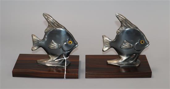 A pair of Angel Fish Art Deco book ends height 13cm